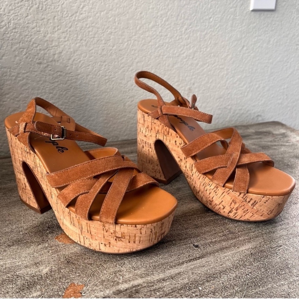 Free People Lisbon MJ Platform Sandals in Brandy Suede size 39.5, US 9.5 - Picture 3 of 16